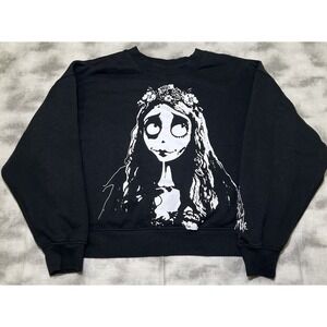 Corpse Bride Sweater Women Size X-Small XS Oversized Black Crewneck Goth